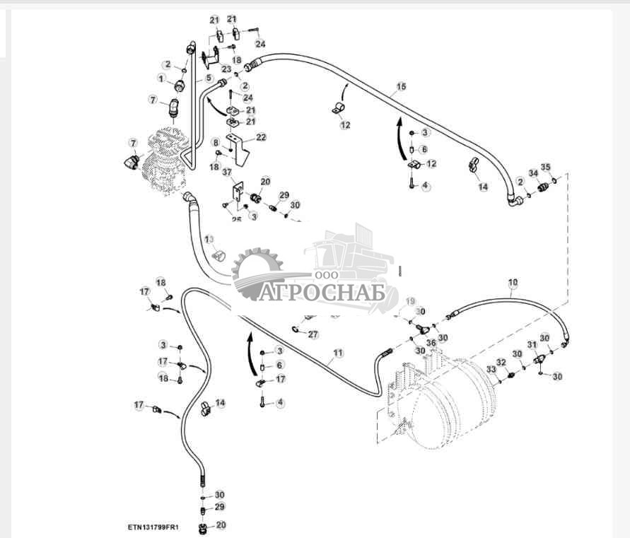 Гидравлические шланги, воздушный компрессор, Tier 2 
